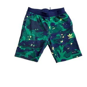 Adidas Sweat Shorts Youth Small Allover Print Pack Camo Green French Terry